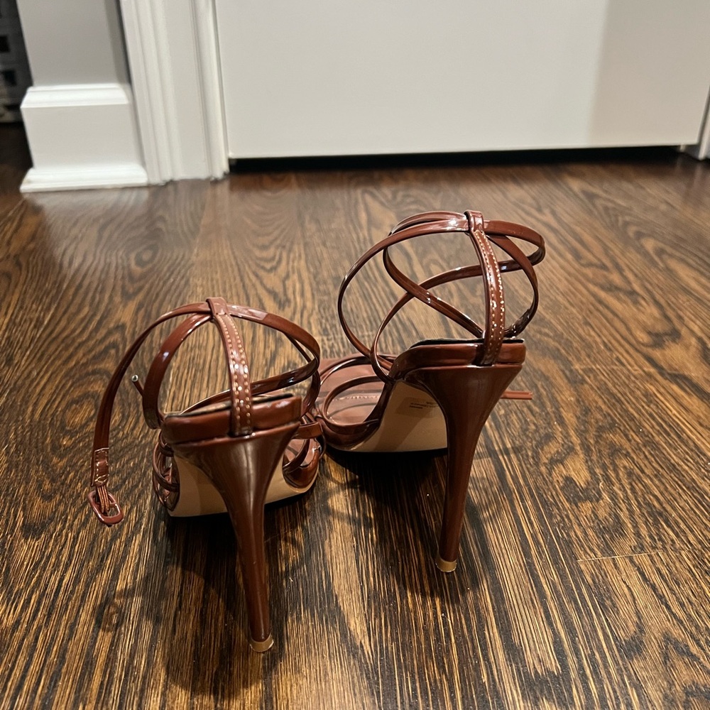 Brown Strappy Women's Heels - Picture 4 of 5